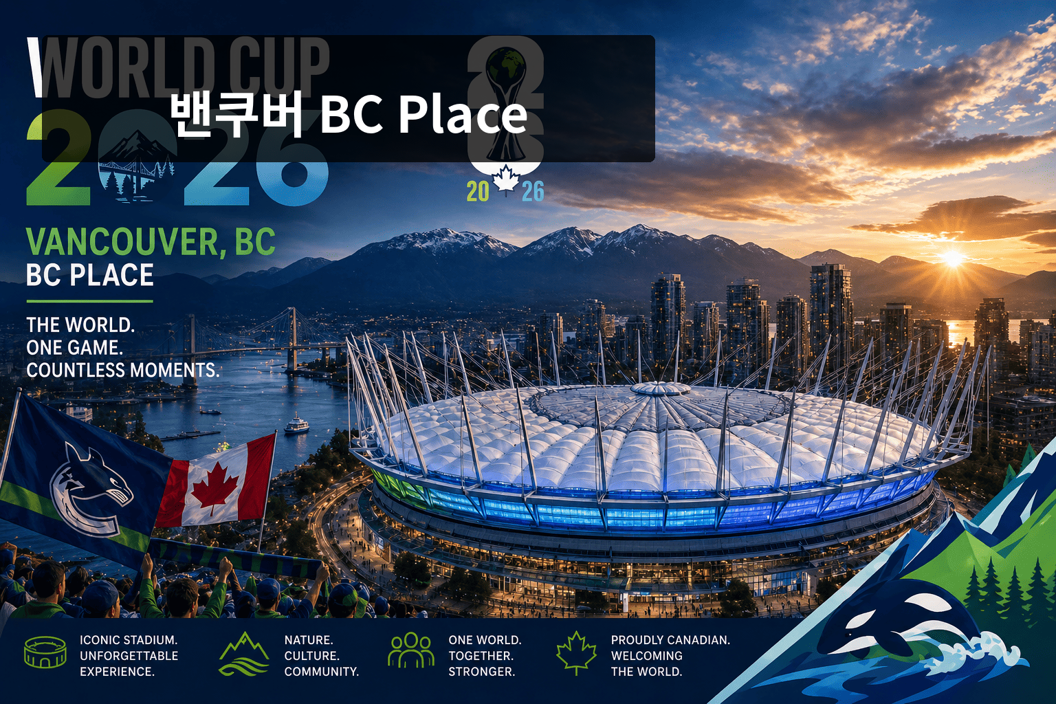 BC Place 밴쿠버 stadium 및 팬 f또는 2026 월드컵 밴쿠버